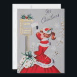Tarjeta Festiva Navidades retro vintage mujeres vestidas de rojo<br><div class="desc">Navidades retro vintage envían correo en una tarjeta de vacaciones con vestido rojo. Una bonita tarjeta de los años 50 que es perfecta para tu colección o para enviarte a tu familia y amigos para las vacaciones.</div>