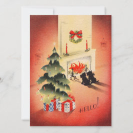 Tarjeta Festiva Navidades retro vintage perros escocés en espera