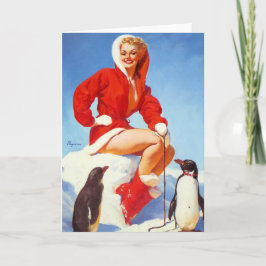 Tarjeta Festiva Navidades Retro Vintage Pin UP Chica