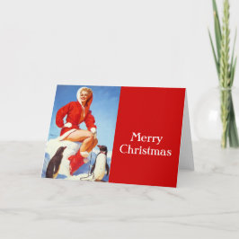 Tarjeta Festiva Navidades Retro Vintage Pin UP Chica