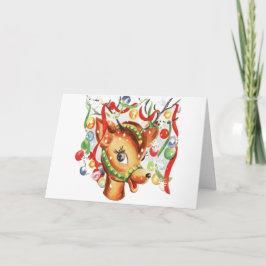 Tarjeta Festiva Navidades retro vintage Reindeer Confetti