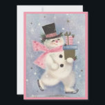 Tarjeta Festiva Navidades Retro Vintage Snowman con regalos<br><div class="desc">Navidades Retro Vintage Snowman Con Regalos Tarjeta De Vacaciones.</div>