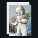 Tarjeta Festiva Navidades retro vintage Snowman Winter Scene<br><div class="desc">Tarjeta navideña de invierno de los Navidades de Guay Vintage Retro Holly.</div>