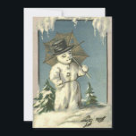 Tarjeta Festiva Navidades retro vintage Snowman Winter Scene<br><div class="desc">Tarjeta navideña de invierno para los Navidades retro de Guay Vintage Snowman Winter Scene.</div>