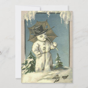 Tarjeta Festiva Navidades retro vintage Snowman Winter Scene