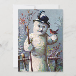 Tarjeta Festiva Navidades retro vintage Snowman Winter Scene