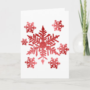 Tarjeta Festiva Navidades ricos de copos de nieve rojos