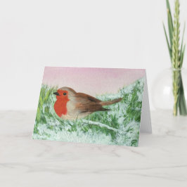 Tarjeta Festiva Navidades Robin Hand Painted