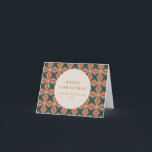 Tarjeta Festiva Navidades Rojo Verde Estrellas de mediados de sigl<br><div class="desc">Esta tarjeta de vacaciones plegada en blanco presenta un diseño de estrellas modernas de mediados de siglo en oro,  verde y rojo y tiene un saludo personalizado editable.</div>