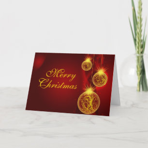 Tarjeta Festiva Navidades Rojo y Oro, Feliz, Navidades