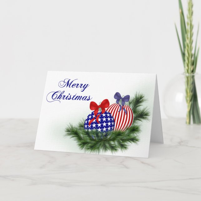 Tarjeta Festiva Navidades rojos, blancos y azules (Anverso)