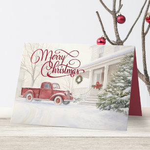 Tarjeta Festiva Navidades rojos camioneros Navidades de invierno