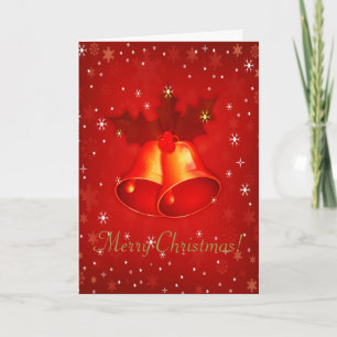 Tarjeta Festiva Navidades rojos campanan con saludos personalizado
