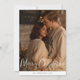 Tarjeta Festiva Navidades rojos con foto Minimalista con escritura