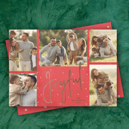 Tarjeta Festiva Navidades rojos con fotos múltiples Gold JOYFUL