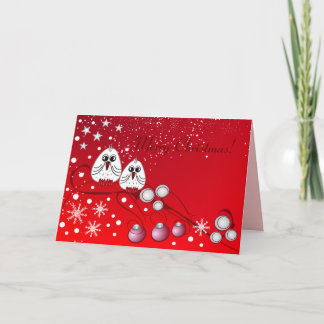 Tarjeta Festiva Navidades rojos con pájaros