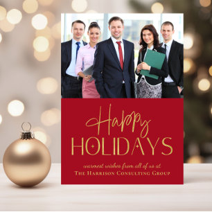 Tarjeta Festiva Navidades rojos corporativos de fotografía empresa