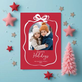 Tarjeta Festiva Navidades rojos curados 4 Cinta de vaca dibujada a