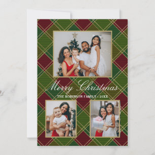 Tarjeta Festiva Navidades rojos de búfalo verde 4 Collages de foto