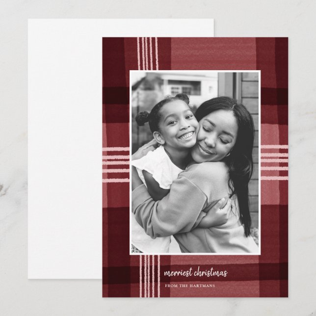 Tarjeta Festiva Navidades rojos de color de agua moderna (Anverso / Reverso)