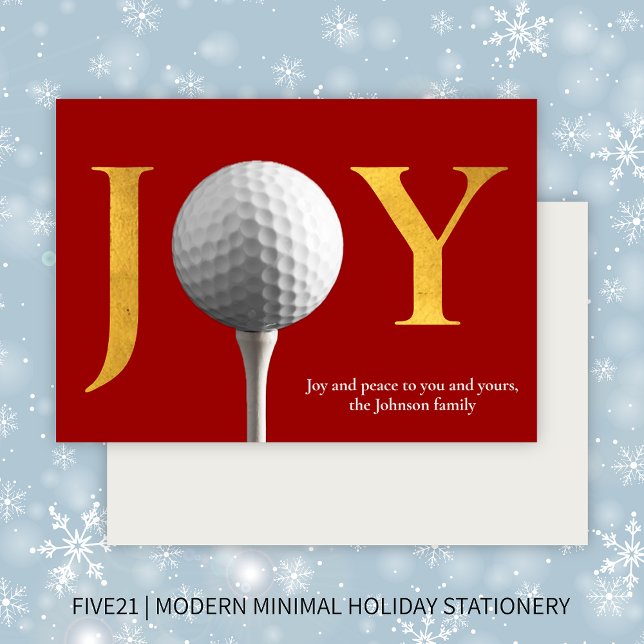Tarjeta Festiva Navidades Rojos de Golf Moderno Joy & Peace (Subido por el creador)