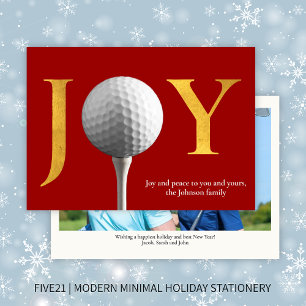 Tarjeta Festiva Navidades Rojos de la Joy y la Paz del Golf Modern