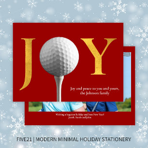 Tarjeta Festiva Navidades Rojos de la Joy y la Paz del Golf Modern