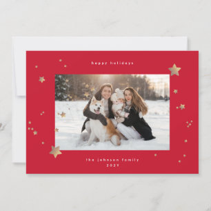 Tarjeta Festiva Navidades rojos de la noche del estaño clásico fot