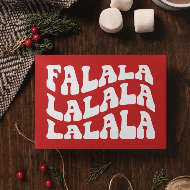 Tarjeta Festiva Navidades rojos de la tipografía ondulada Falalala (Subido por el creador)