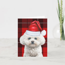 Tarjeta Festiva Navidades rojos de vacaciones de perro de Coton de