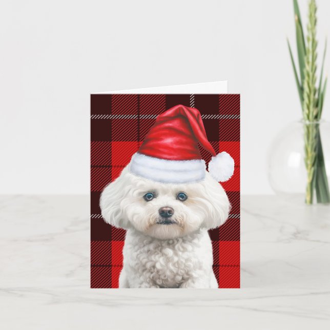 Tarjeta Festiva Navidades rojos de vacaciones de perro de Coton de (Anverso)