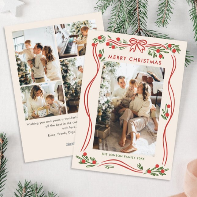 Tarjeta Festiva Navidades rojos del Boho caprichoso doblan cinta 5 (Subido por el creador)