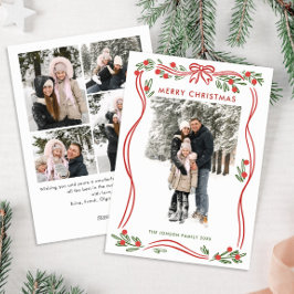 Tarjeta Festiva Navidades rojos del Boho caprichoso doblan cinta 5