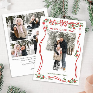 Tarjeta Festiva Navidades rojos del Boho caprichoso doblan cinta 5