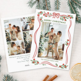 Tarjeta Festiva Navidades rojos del Boho caprichoso doblan cinta 5