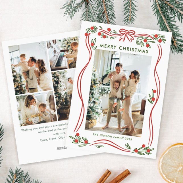 Tarjeta Festiva Navidades rojos del Boho caprichoso doblan cinta 5 (Subido por el creador)