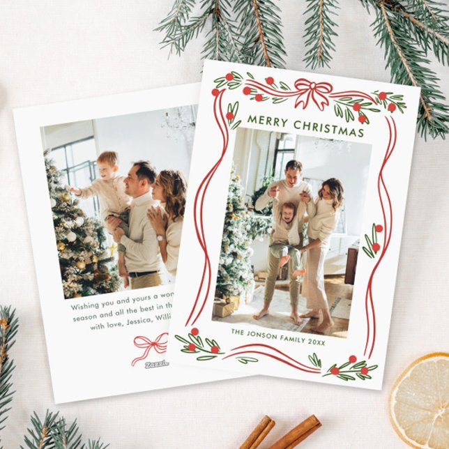 Tarjeta Festiva Navidades rojos del Boho caprichoso doblan la cint (Subido por el creador)