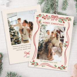 Tarjeta Festiva Navidades rojos del Boho caprichoso doblan la cint
