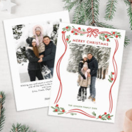 Tarjeta Festiva Navidades rojos del Boho caprichoso doblan la cint