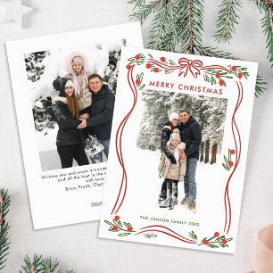 Tarjeta Festiva Navidades rojos del Boho caprichoso doblan la cint