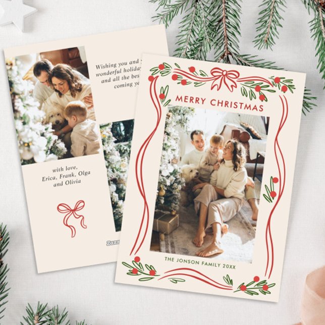 Tarjeta Festiva Navidades rojos del Boho caprichoso doblan la foto (Subido por el creador)