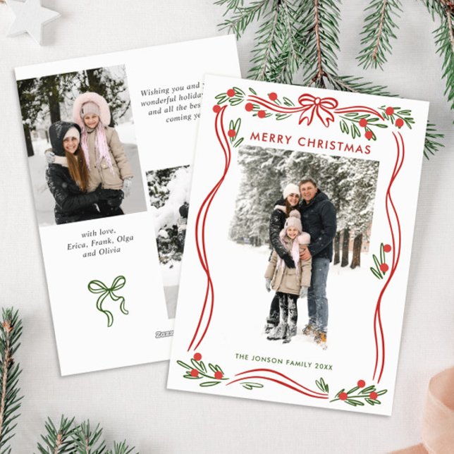 Tarjeta Festiva Navidades rojos del Boho caprichoso doblan la foto (Subido por el creador)