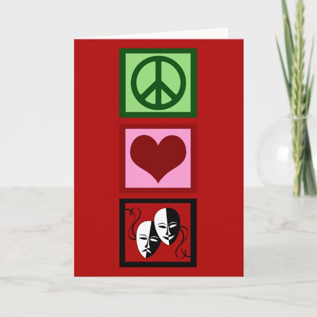 Tarjeta Festiva Navidades rojos del Teatro Peace Love (Anverso)