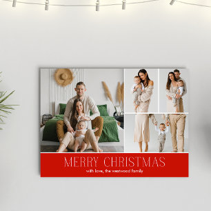 Tarjeta Festiva NAVIDADES ROJOS Elegant 4 Collage Photo message
