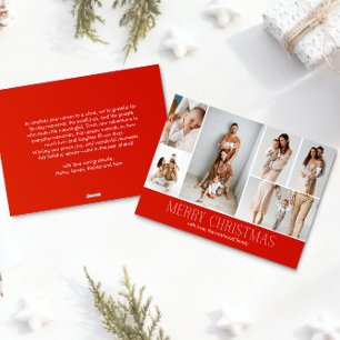 Tarjeta Festiva NAVIDADES ROJOS Elegant 6 Collage Photo message