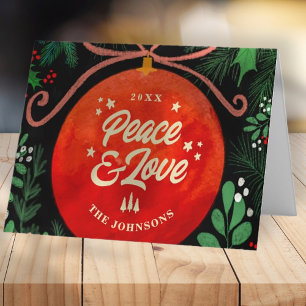 Tarjeta Festiva Navidades Rojos Modernos Ball Ornamento Botánico