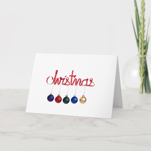 Tarjeta Festiva Navidades rojos modernos Cinta de bolas de oro ver (Anverso)