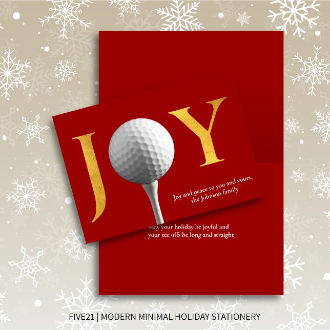 Tarjeta Festiva Navidades rojos modernos de golf y paz plegados (Subido por el creador)