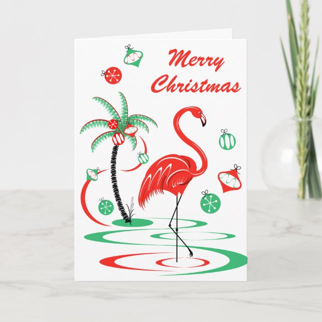 Tarjeta Festiva Navidades rojos Navidades de flamenco Retrato de t (Anverso)