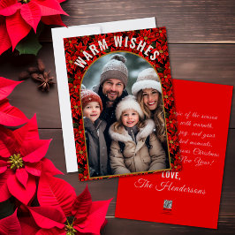 Tarjeta Festiva Navidades rojos Personalizado de Poinsettia Foto